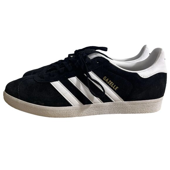 Adidas Gazelle Sneakers Men’s Size 10.5 Black White Gold Suede Athletic Shows